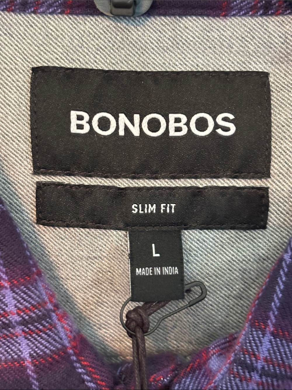 Bonobos Men's Slim Fit Purple Plaid Button-Up Shirt Size L - Picture 4 of 5